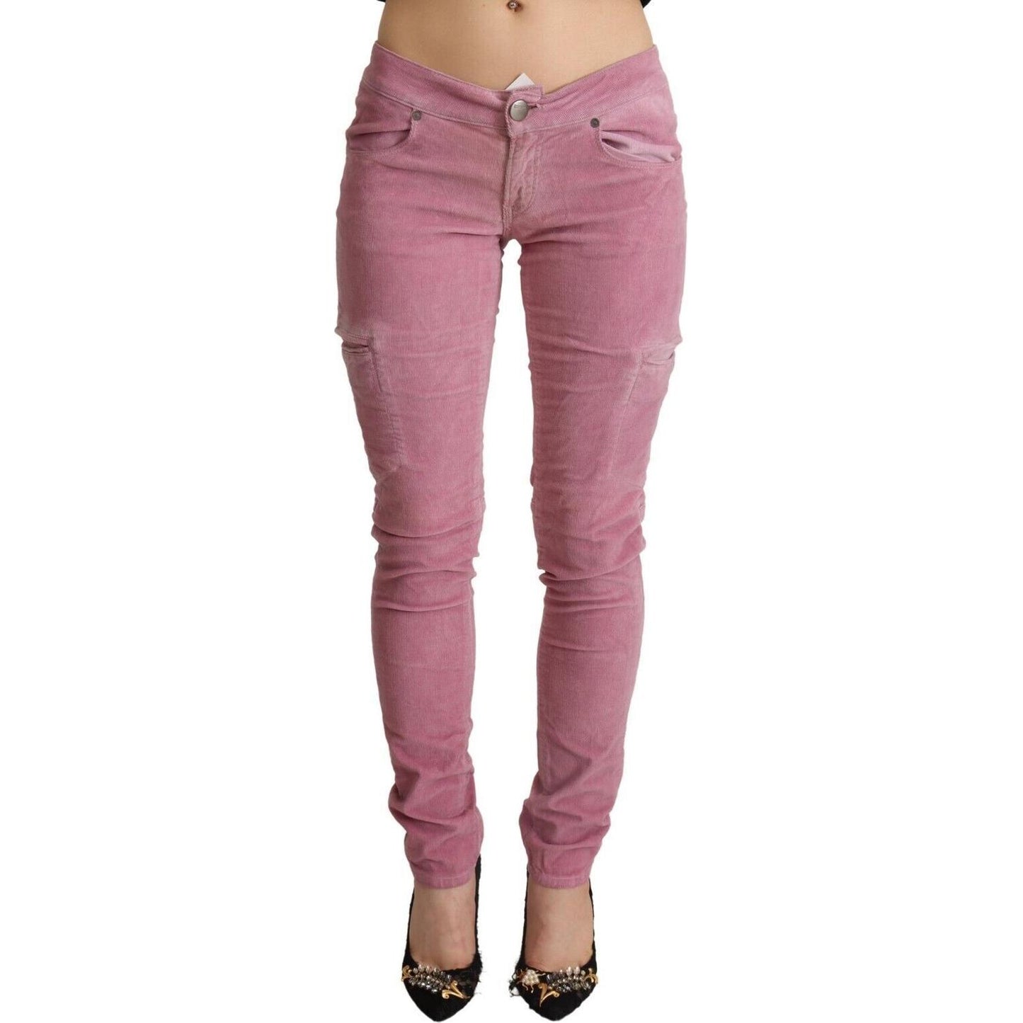 Acht Pink Cotton Low Waist Skinny Denim Cargo Jeans PAN71247 - 40