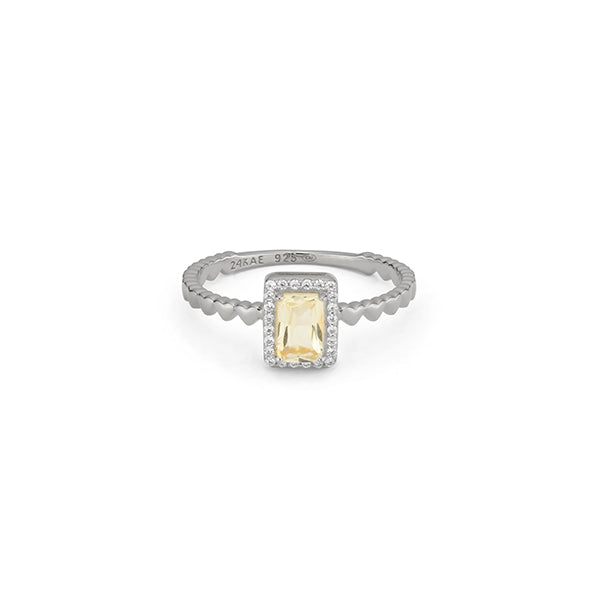 Elegant ring from 24KAE JEWELS JEWELRY Mod. 12472S/54 with a square gemstone and intricate band details.