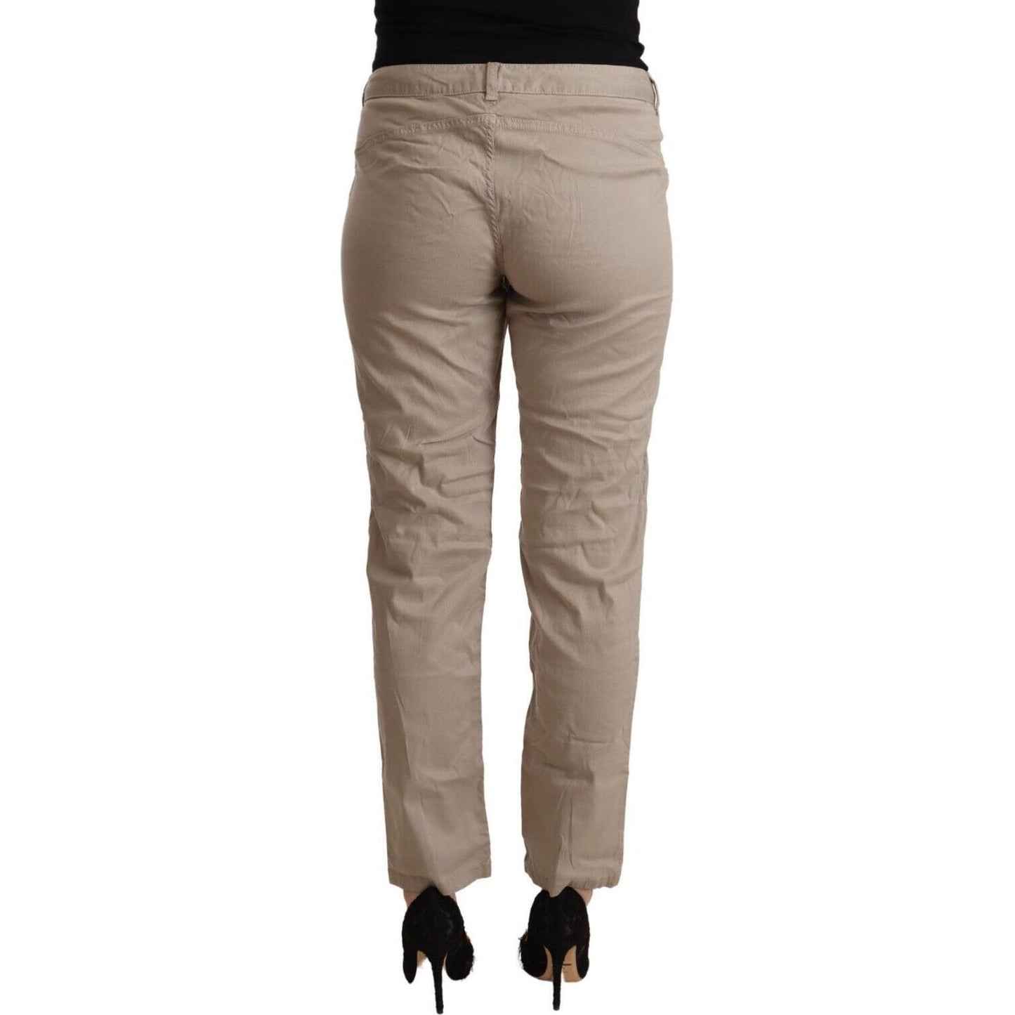 Acht Beige Tencel Mid Waist Tapered Casual Pants PAN72167 - 42