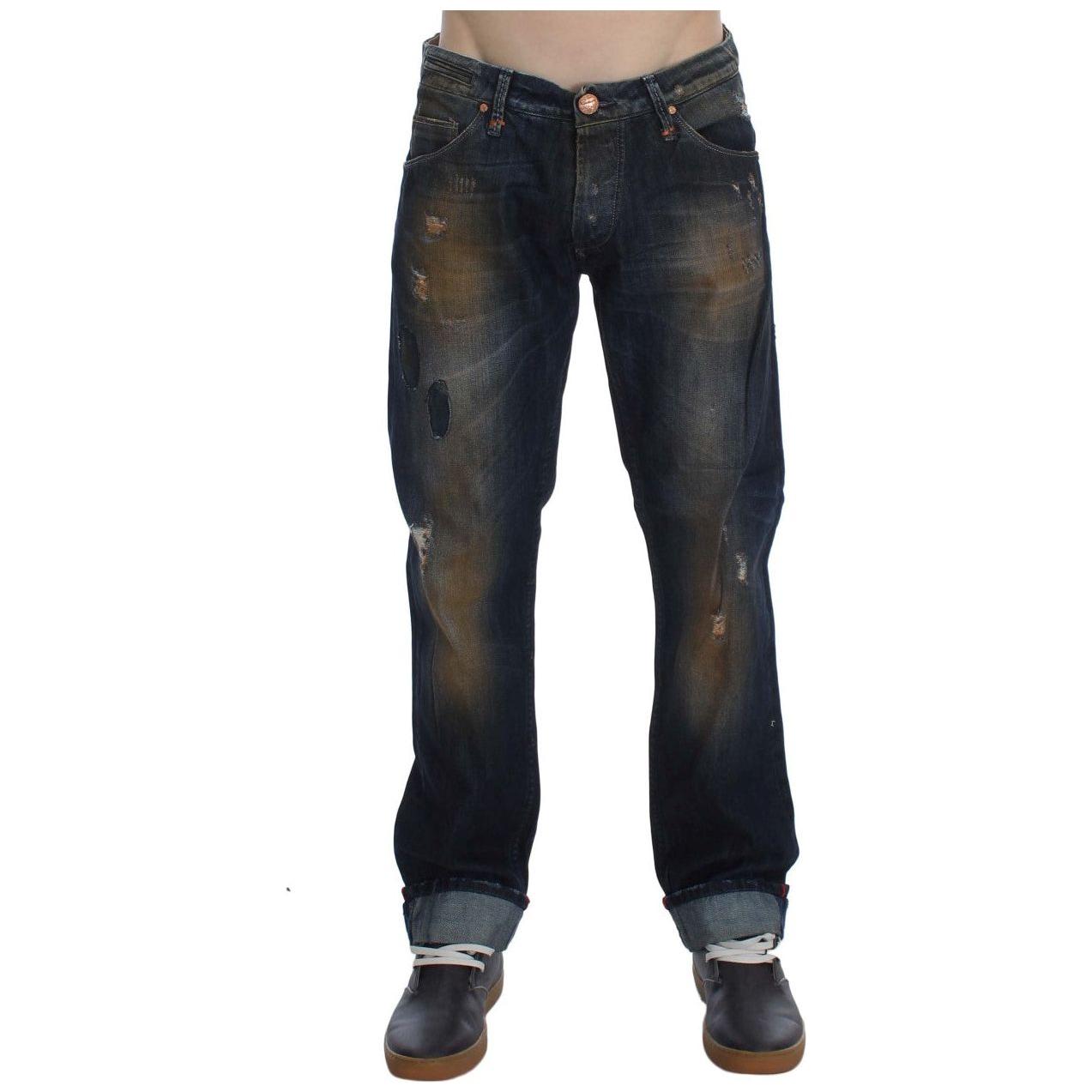 Acht Blue Wash Cotton Regular Straight Fit Jeans