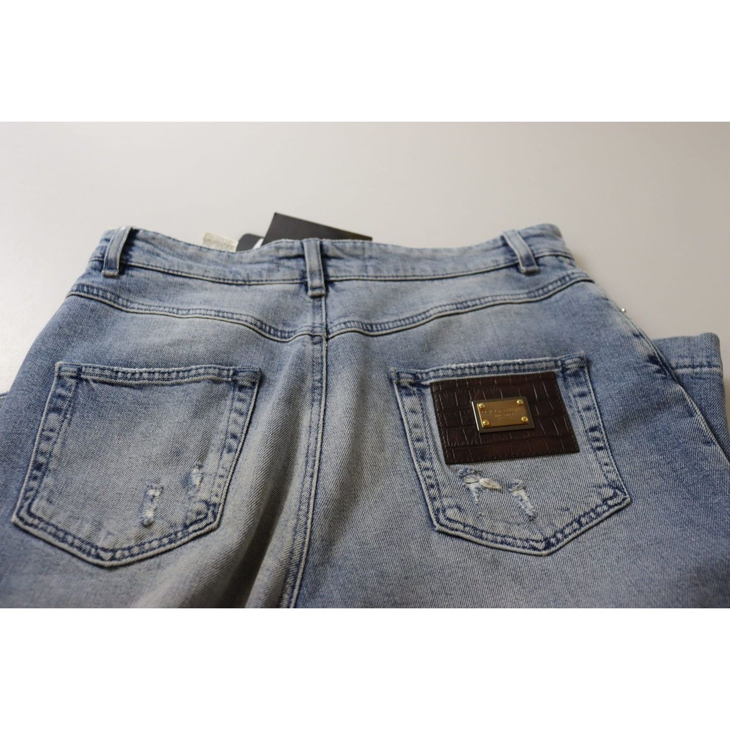 Dolce & Gabbana Blue Washed High Waist Cropped Denim Jeans PAN73105- 44