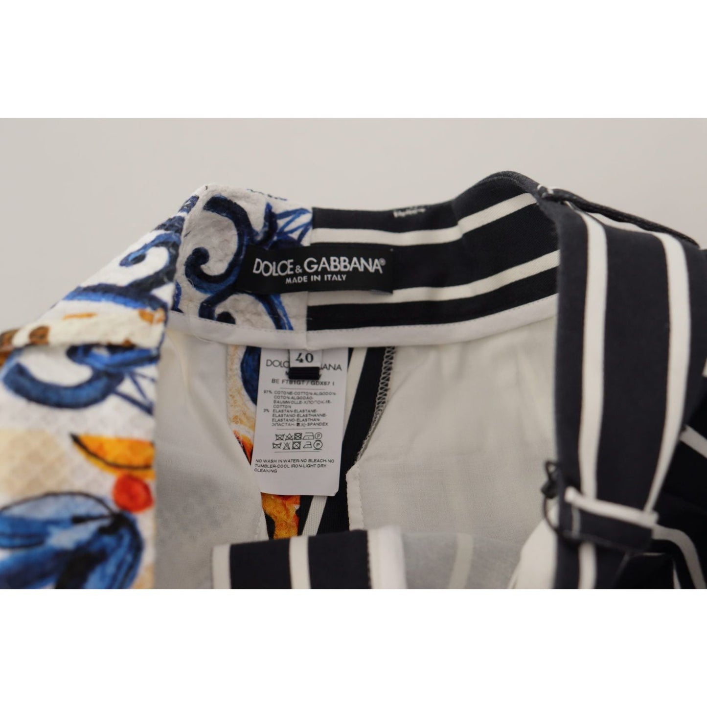 Dolce & Gabbana Multicolor Stripes Majolica Bermuda Shorts SKI1844- 40