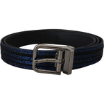 Dolce & Gabbana Blue Jacquard Stripe Silver Buckle Belt BEL8977- 90