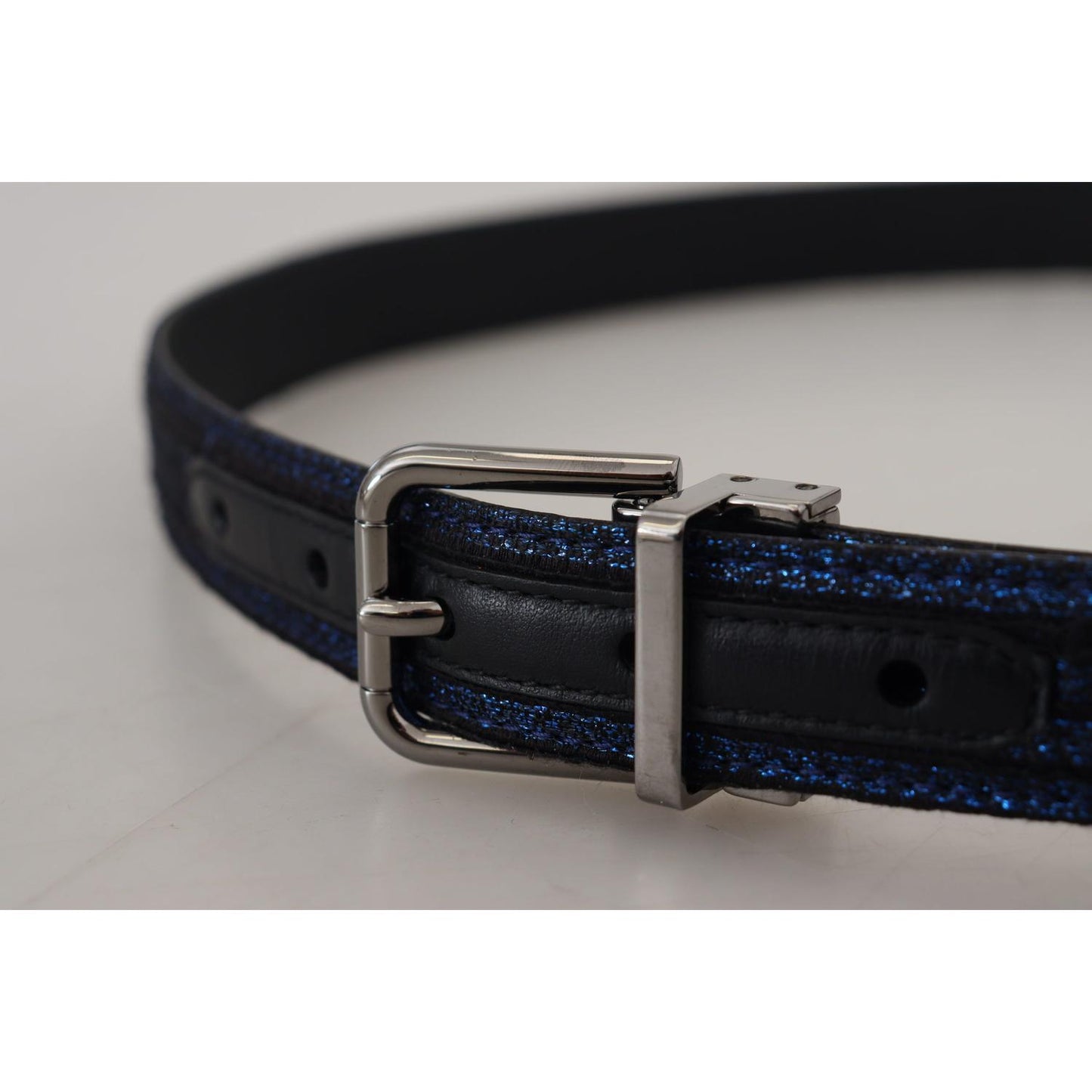 Dolce & Gabbana Blue Jacquard Stripe Silver Buckle Belt BEL8977- 90