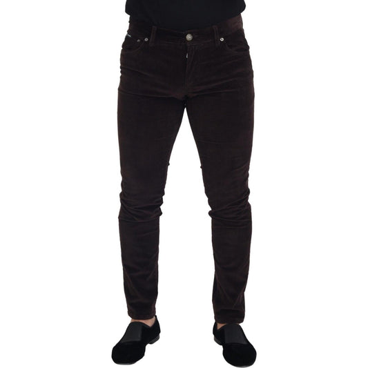 Dolce & Gabbana Brown Corduroy Men Casual Trouser Pants
