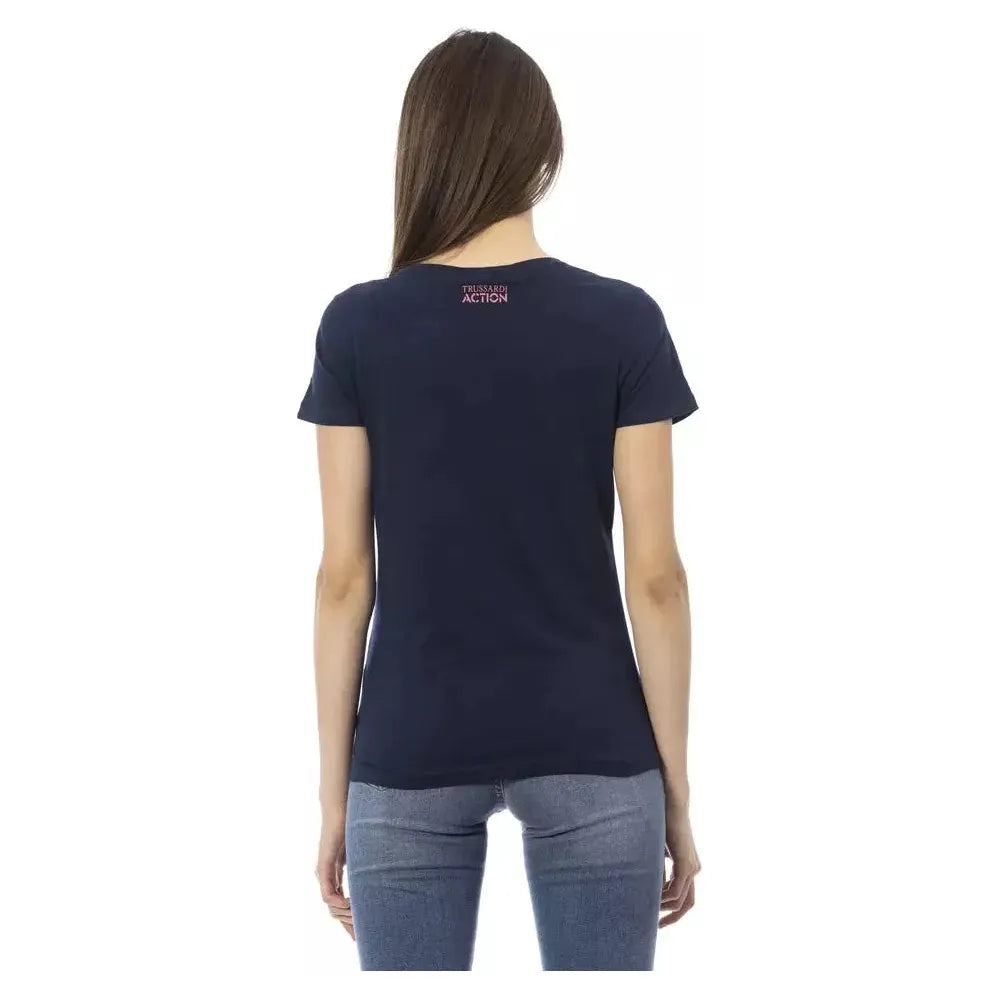 Trussardi Action Blue Cotton Women T-Shirt TR-23031-XS