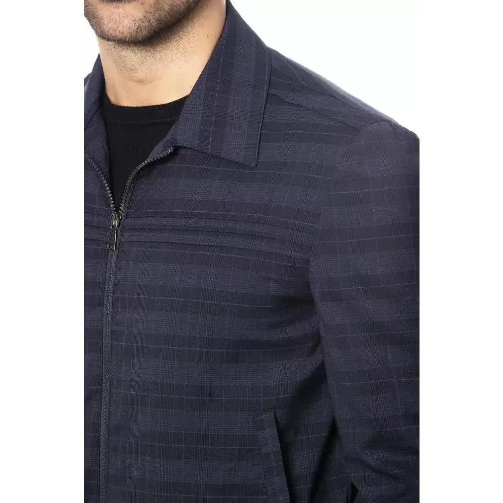Verri Blue Wool Men Bomber Jacket Coats & Jackets