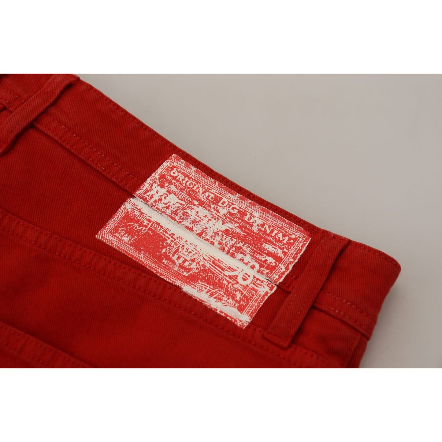 Dolce & Gabbana Red Cotton Straight Fit Men Denim Jeans PAN72931-46