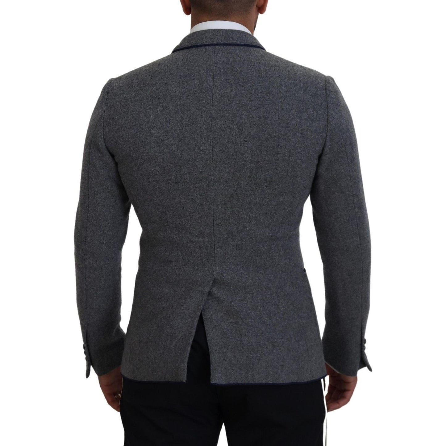 Dolce & Gabbana Gray Wool Roses Slim Fit Jacket Blazer KOS2111- 44