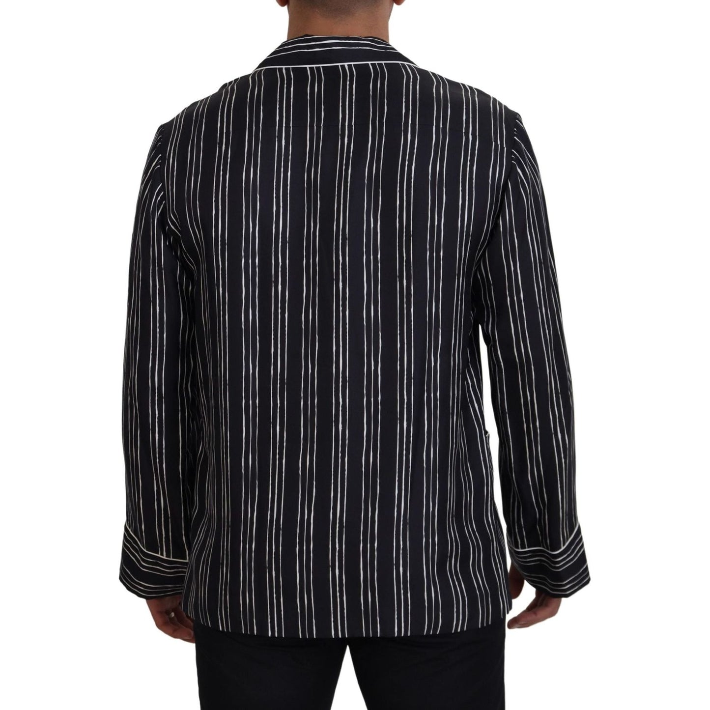 Dolce & Gabbana Blue Striped Silk Pajama Shirt Jacket TSH83577- IT4