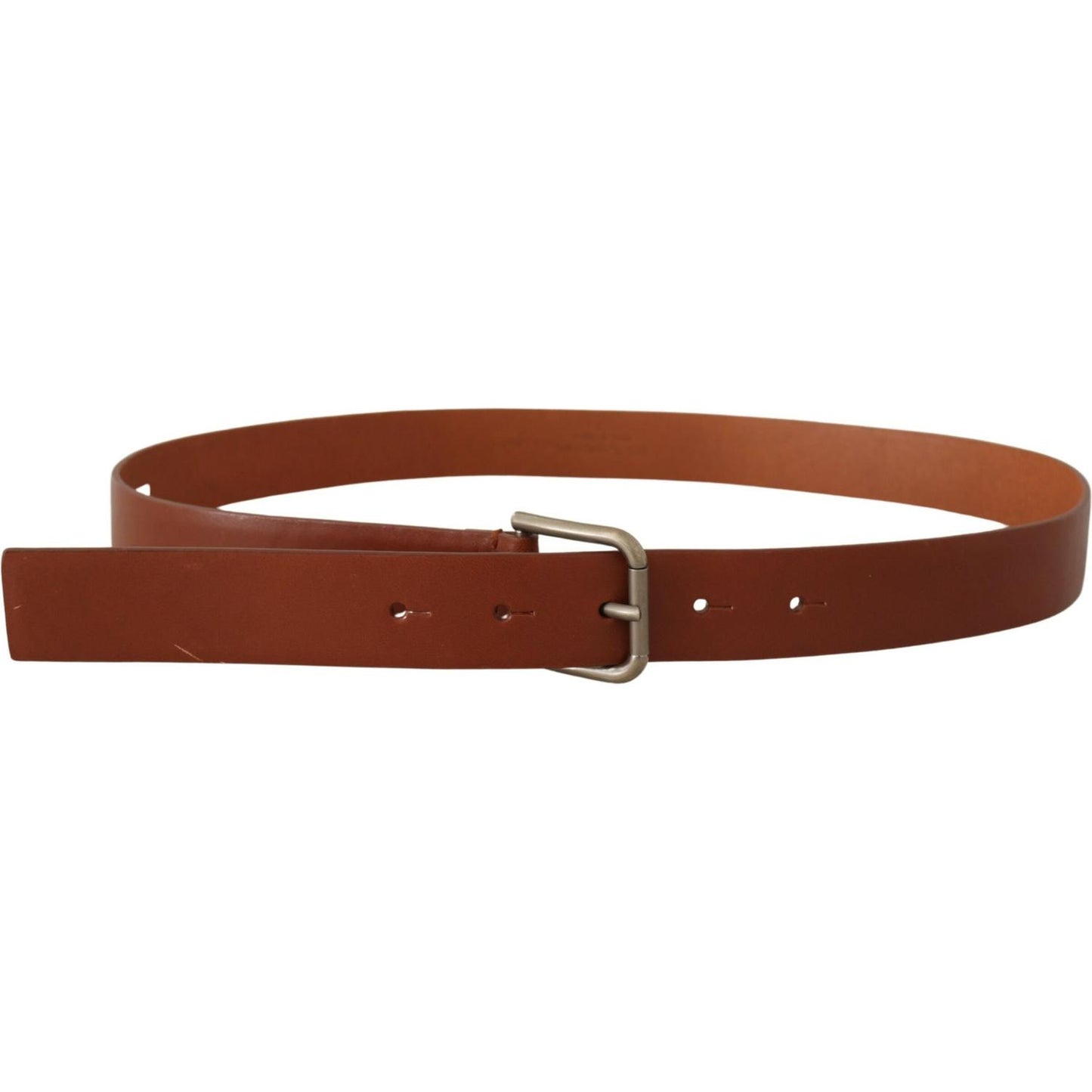 Dolce & Gabbana Brown Calf Leather Silver Tone Metal Buckle Belt BEL8504- 90