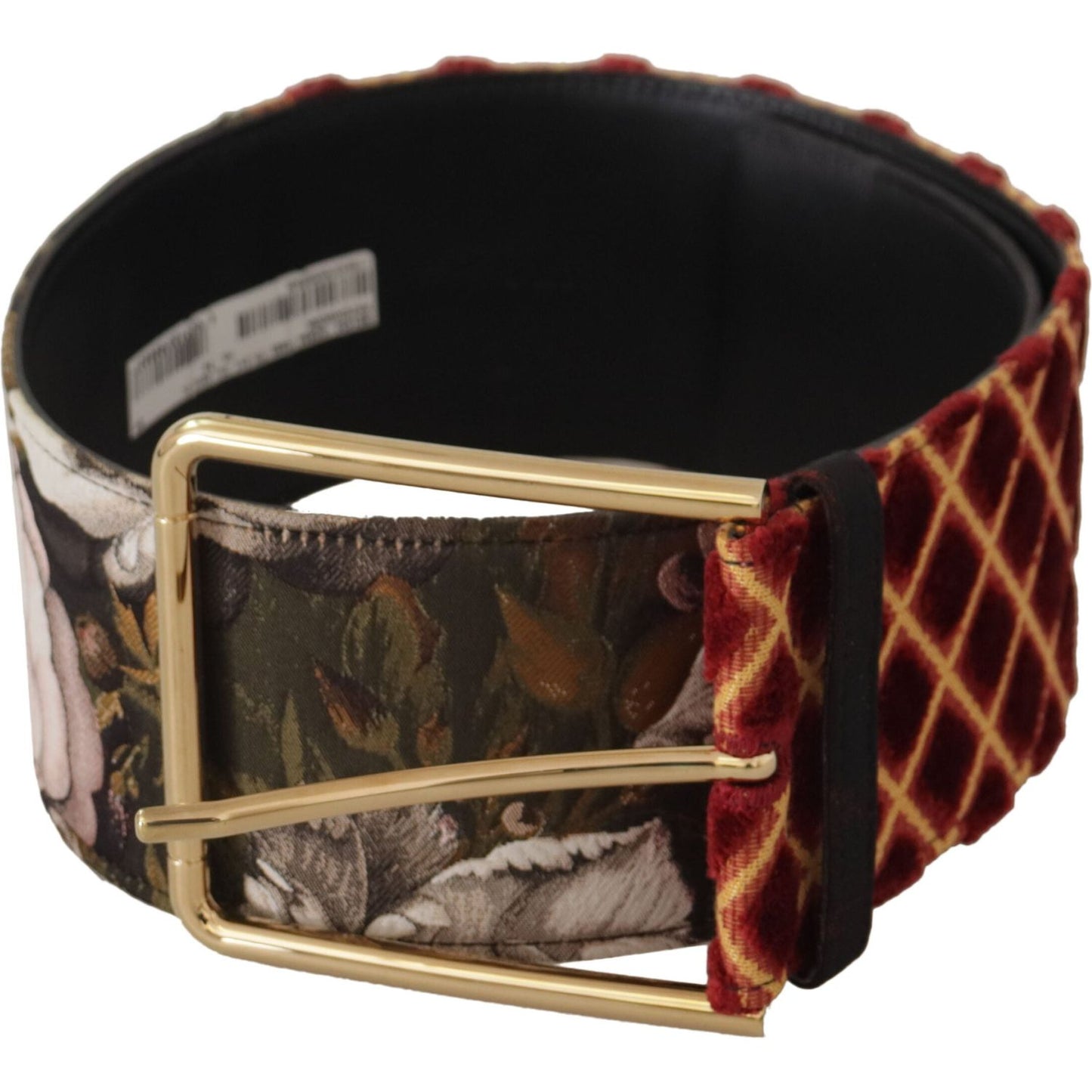 Dolce & Gabbana Multicolor Wide Leather Floral Gold Metal Buckle Belt WMB257 - 75