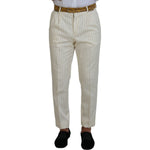 Dolce & Gabbana Off White Gold Striped Tuxedo Slim Fit Suit KOS2116- 46