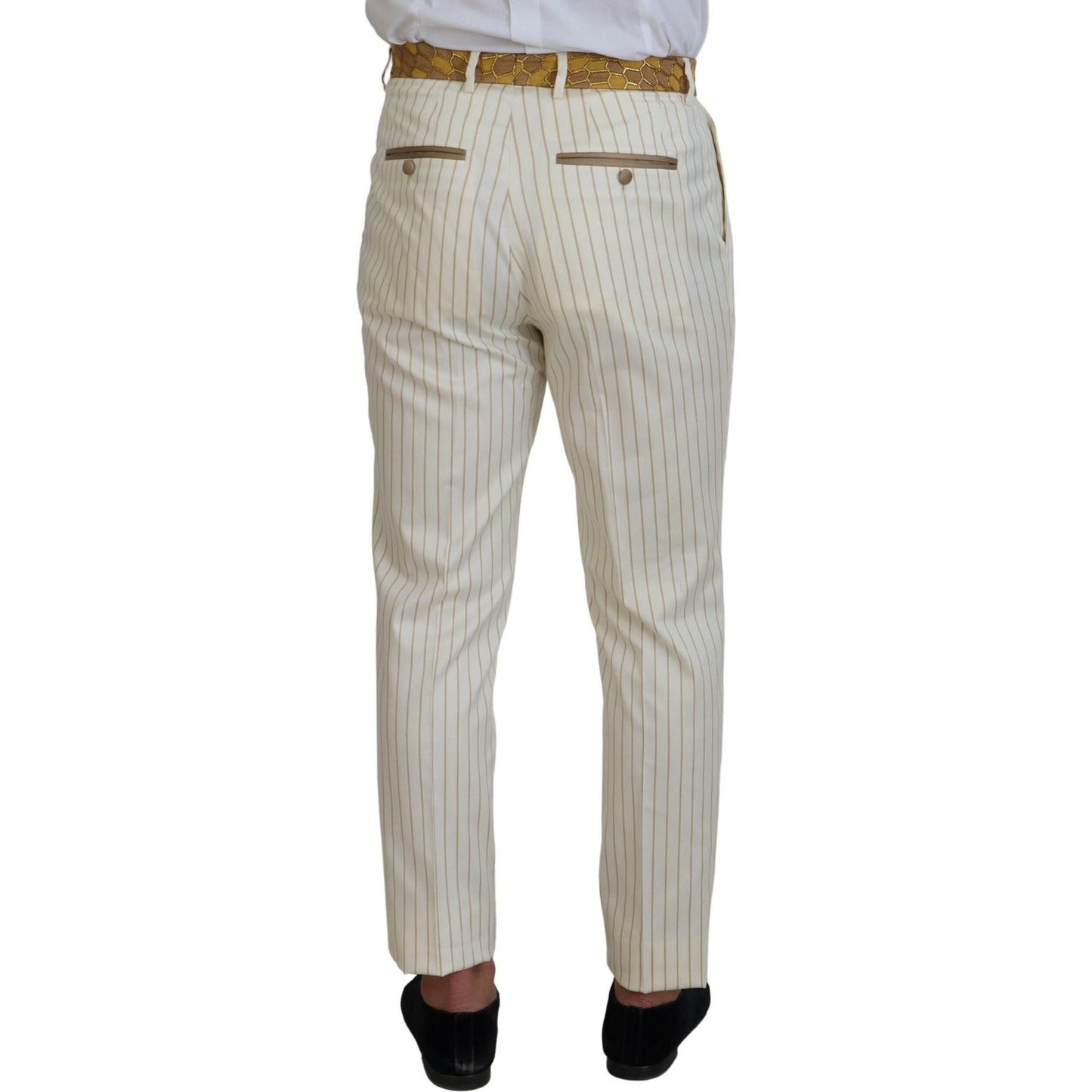 Dolce & Gabbana Off White Gold Striped Tuxedo Slim Fit Suit KOS2116- 46