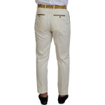 Dolce & Gabbana Off White Gold Striped Tuxedo Slim Fit Suit KOS2116- 46