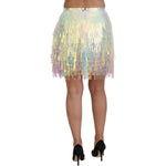 Dolce & Gabbana Multicolor Iridescent Fringed Tulle Skirt SKI1854 - 46