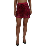 Dolce & Gabbana Pink Leopard High Waist A-line Mini Skirt SKI1901 - 40