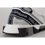 Dolce & Gabbana Silver Rhinestones Sorrento Sneakers Shoes LA10188-37.5
