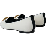 Dolce & Gabbana White Velvet Slip Ons Loafers Flats Shoes LA10205- 35.5
