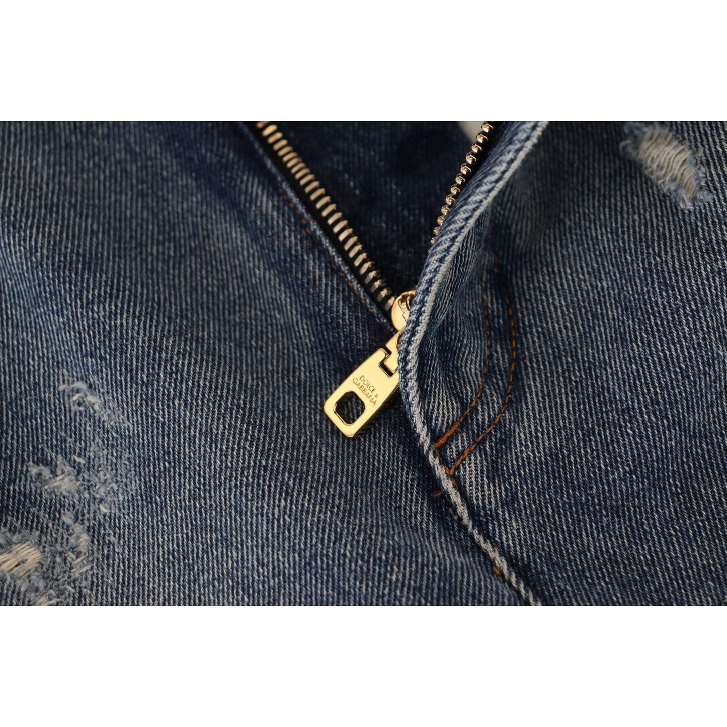Dolce & Gabbana Blue Tattered Skinny Denim Cotton Jeans PAN74198- 38