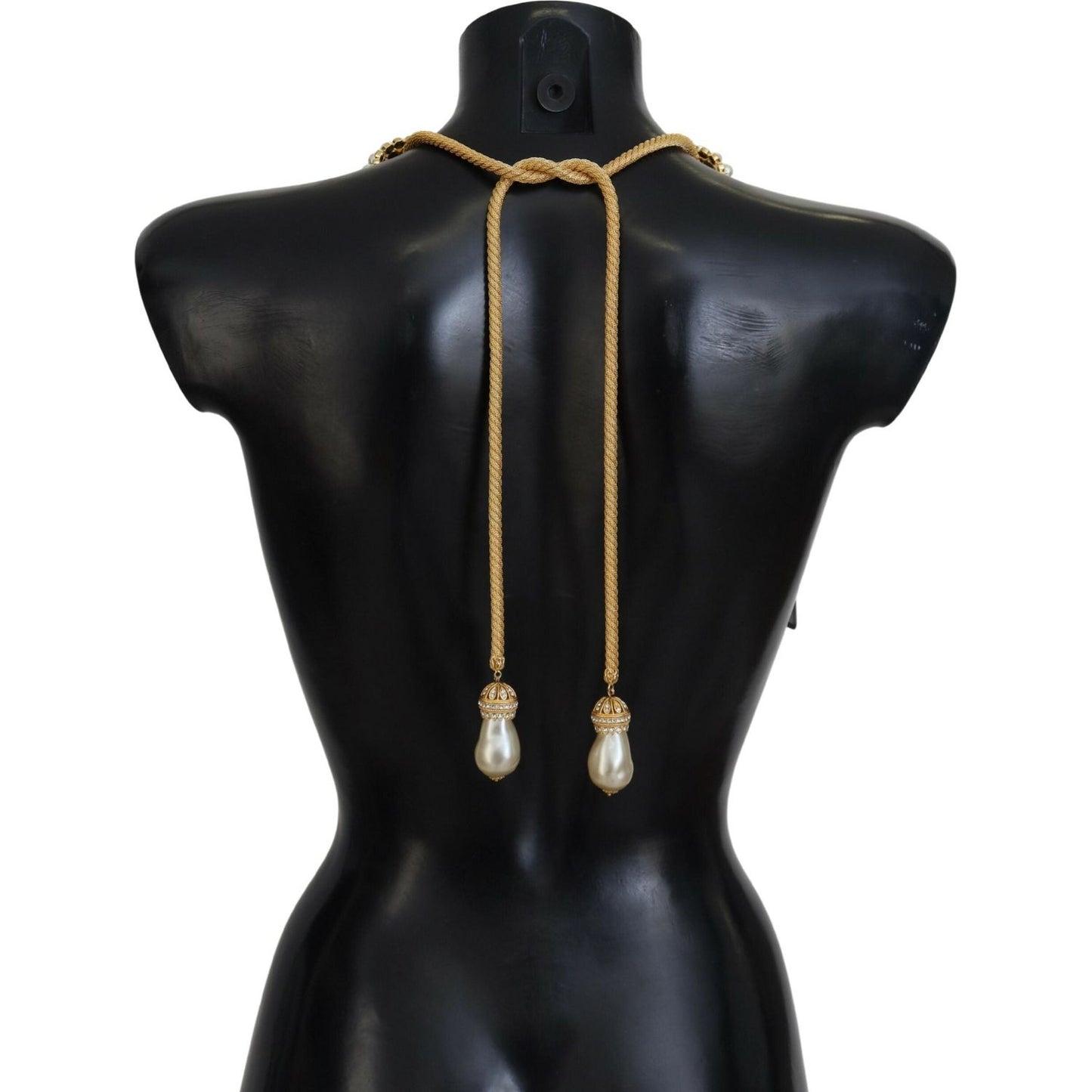 Dolce & Gabbana Gold Brass Sicily Crystal Robe Statement Necklace SMY101112
