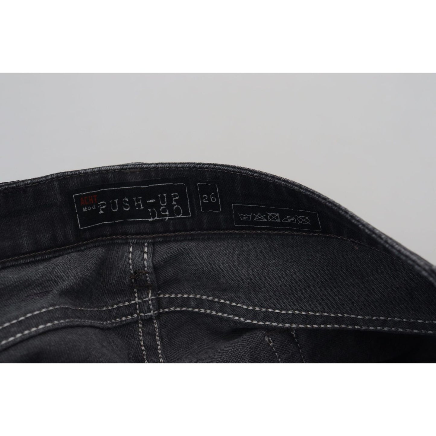 Acht Black Washed Low Waist Slim Fit Cotton Denim Jeans
