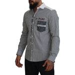 Dolce & Gabbana Gray White Striped Slim Fit Shirt TSH83870- 37
