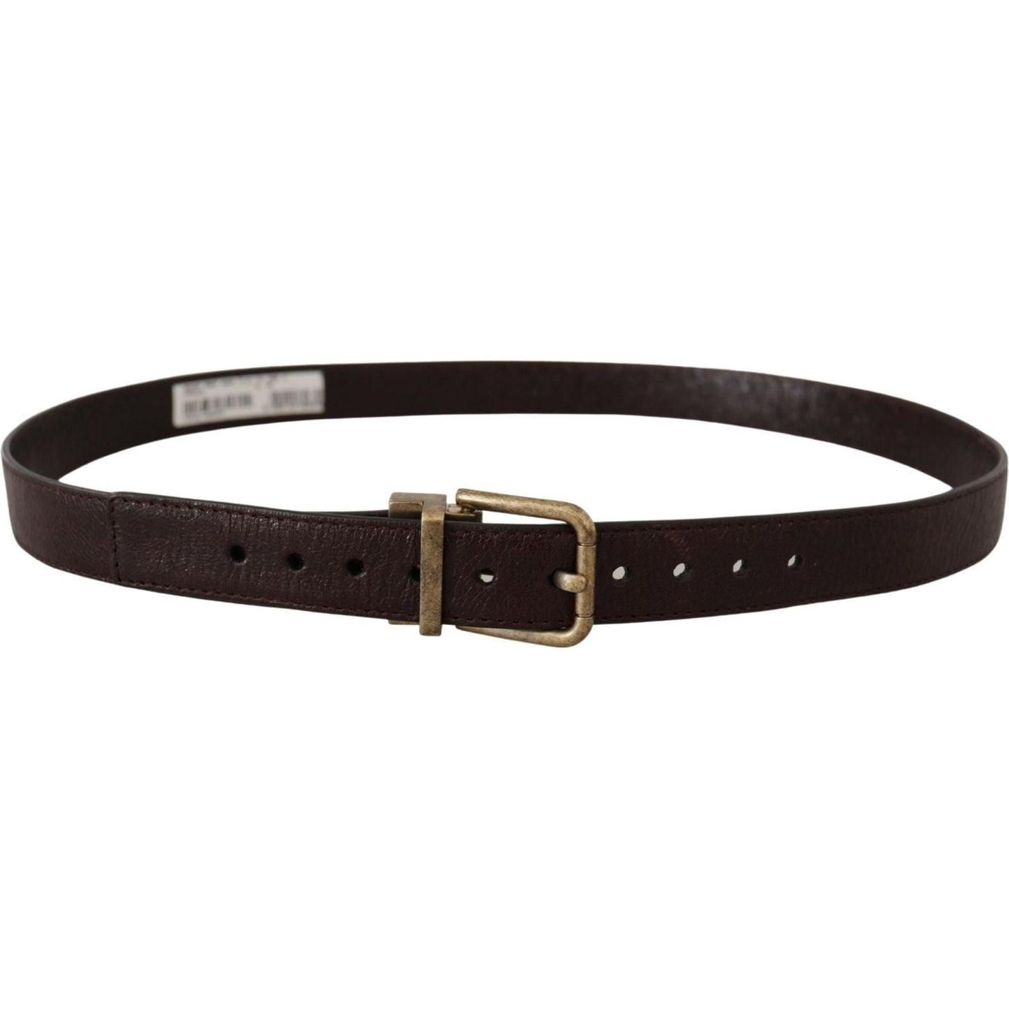Dolce & Gabbana Brown Calf Leather Vintage Logo Metal Buckle Belt BEL8632#2-85