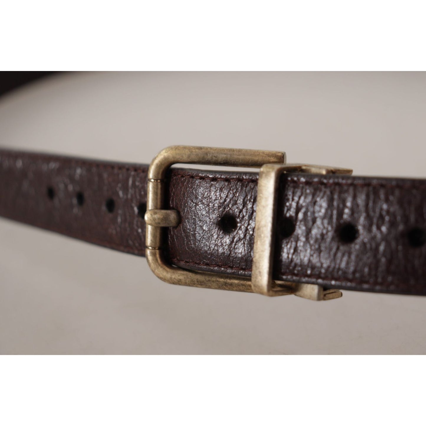 Dolce & Gabbana Brown Calf Leather Vintage Logo Metal Buckle Belt BEL8632#2-85