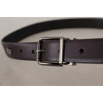 Dolce & Gabbana Dark Purple Leather Box Borchia Metal Buckle Belt BEL8634#2-90