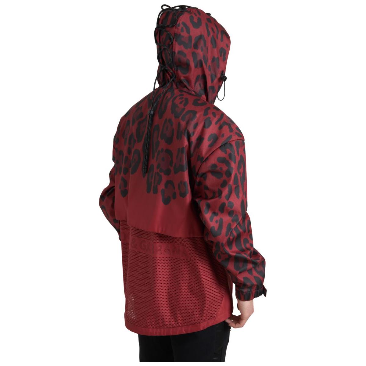 Dolce & Gabbana Red Leopard Hooded Rain Coat Jacket JKT3685-48