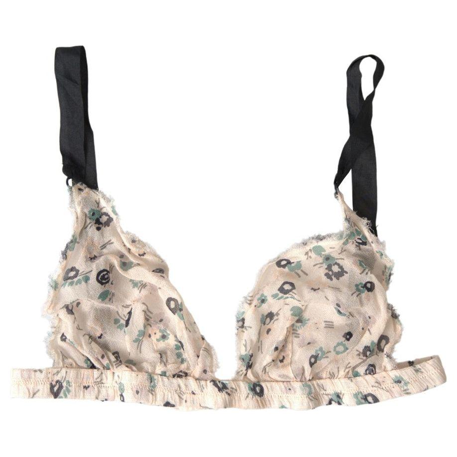 Costume National Beige Floral Underwear Bikini Bra BIK1645-IT1