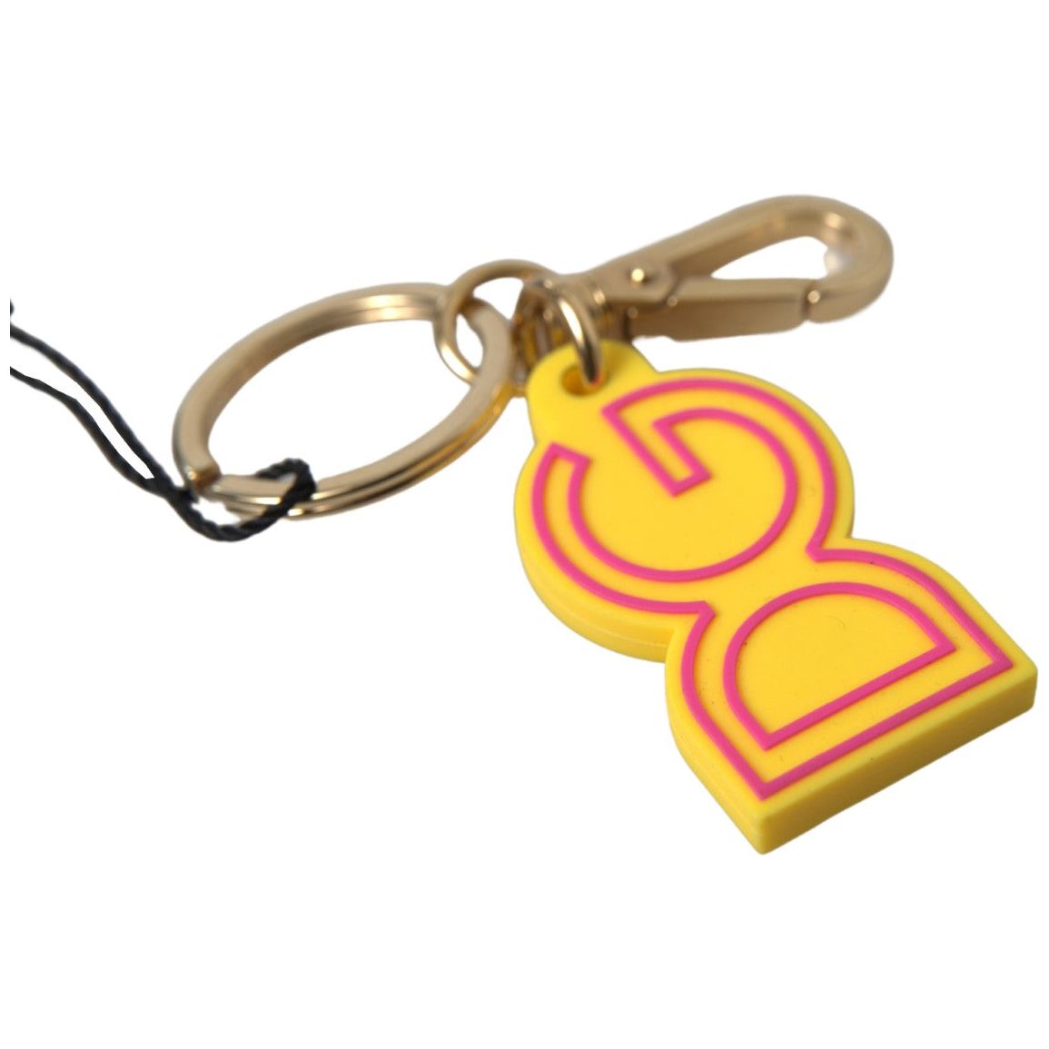 Dolce & Gabbana Yellow Rubber DG Logo Gold Brass Metal Keyring Keychain SMY101195