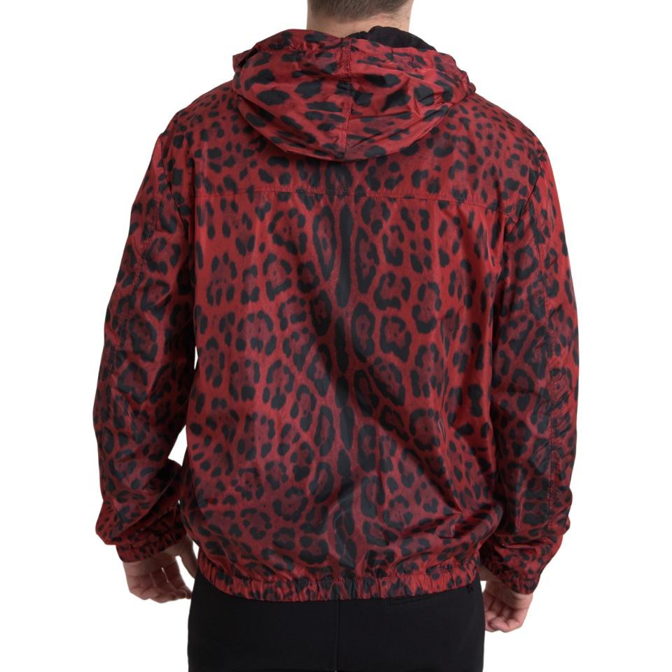 Dolce & Gabbana Red Leopard Hooded Bomber Full Zip Jacket JKT3688-48