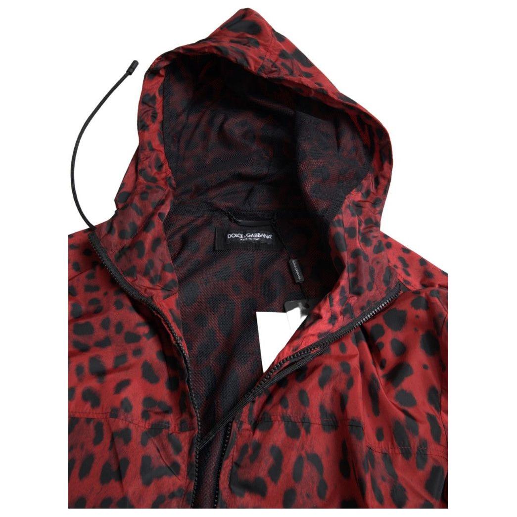 Dolce & Gabbana Red Leopard Hooded Bomber Full Zip Jacket JKT3688-48