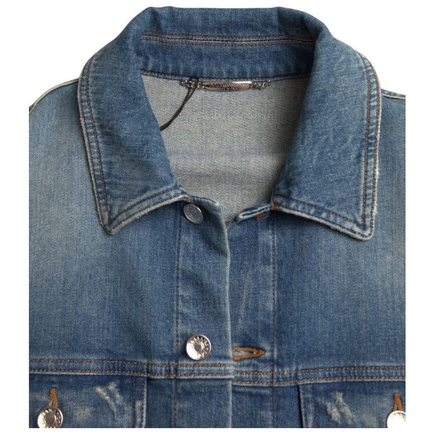 Dolce & Gabbana Blue Washed Cotton Stretch Denim Men Jacket TSH84178-50