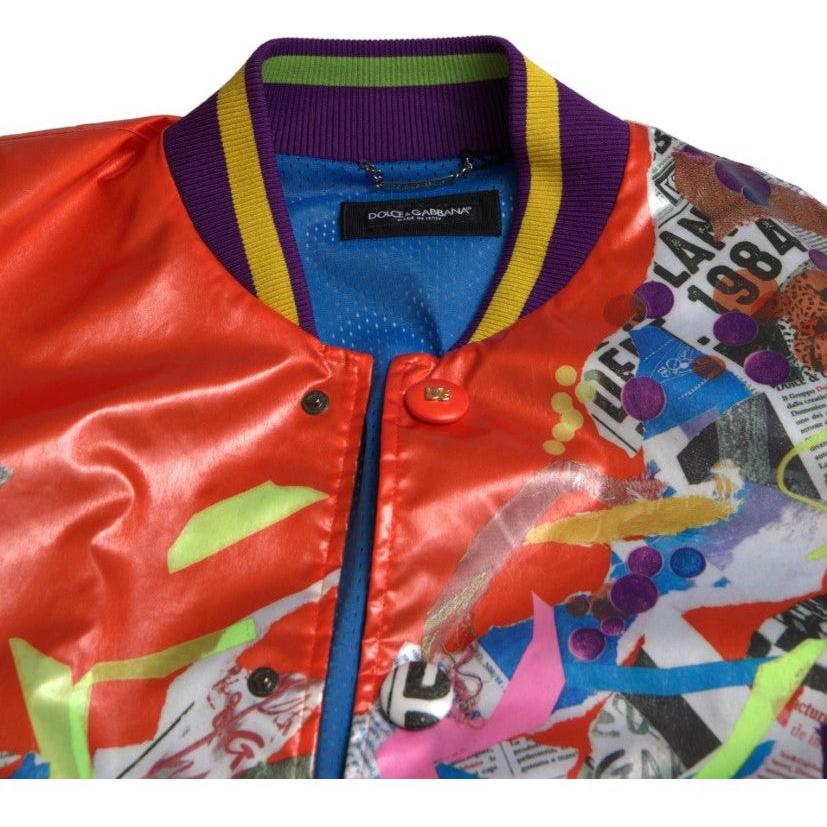 Dolce & Gabbana Orange Polyester Button Blouson Jacket Dolce & Gabbana
