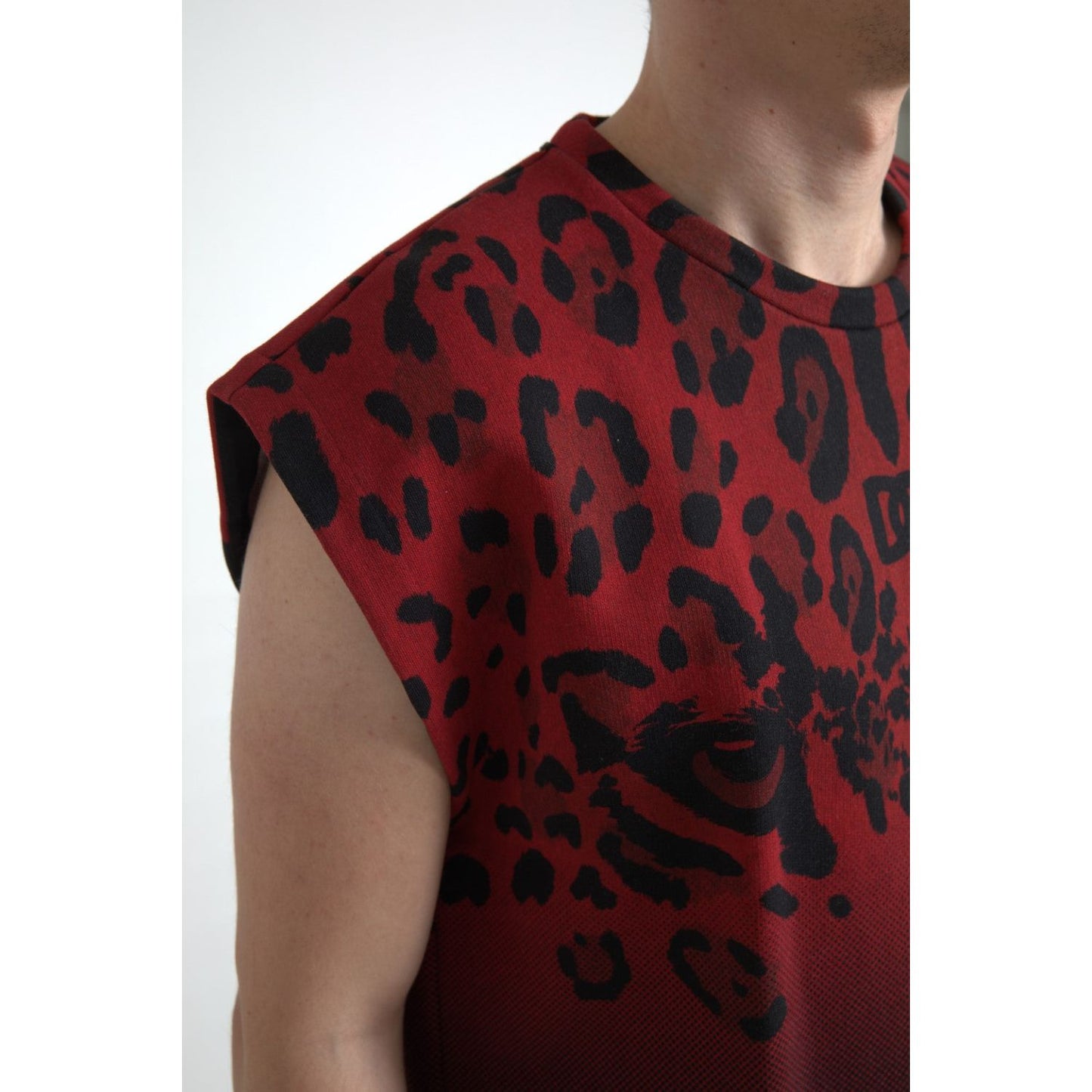Dolce & Gabbana Red Leopard Cotton Sleeveless Tank T-shirt TSH84163-46