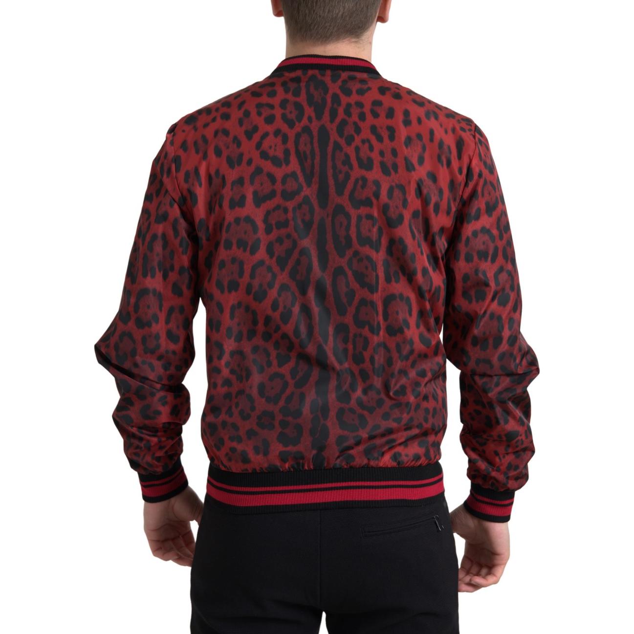 Dolce & Gabbana Red Leopard Bomber Short Coat Jacket JKT3713-50