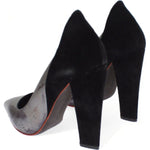 Cédric Charlier Gray Black Leather Suede Heels Pumps Shoes MOM26010-2
