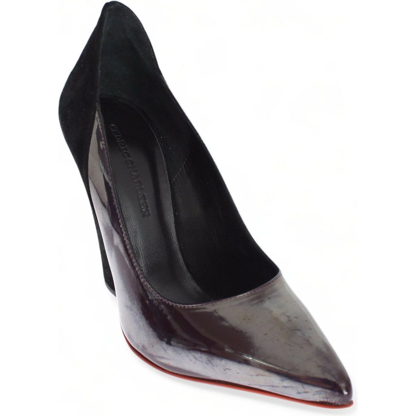 Cédric Charlier Gray Black Leather Suede Heels Pumps Shoes MOM26010-2
