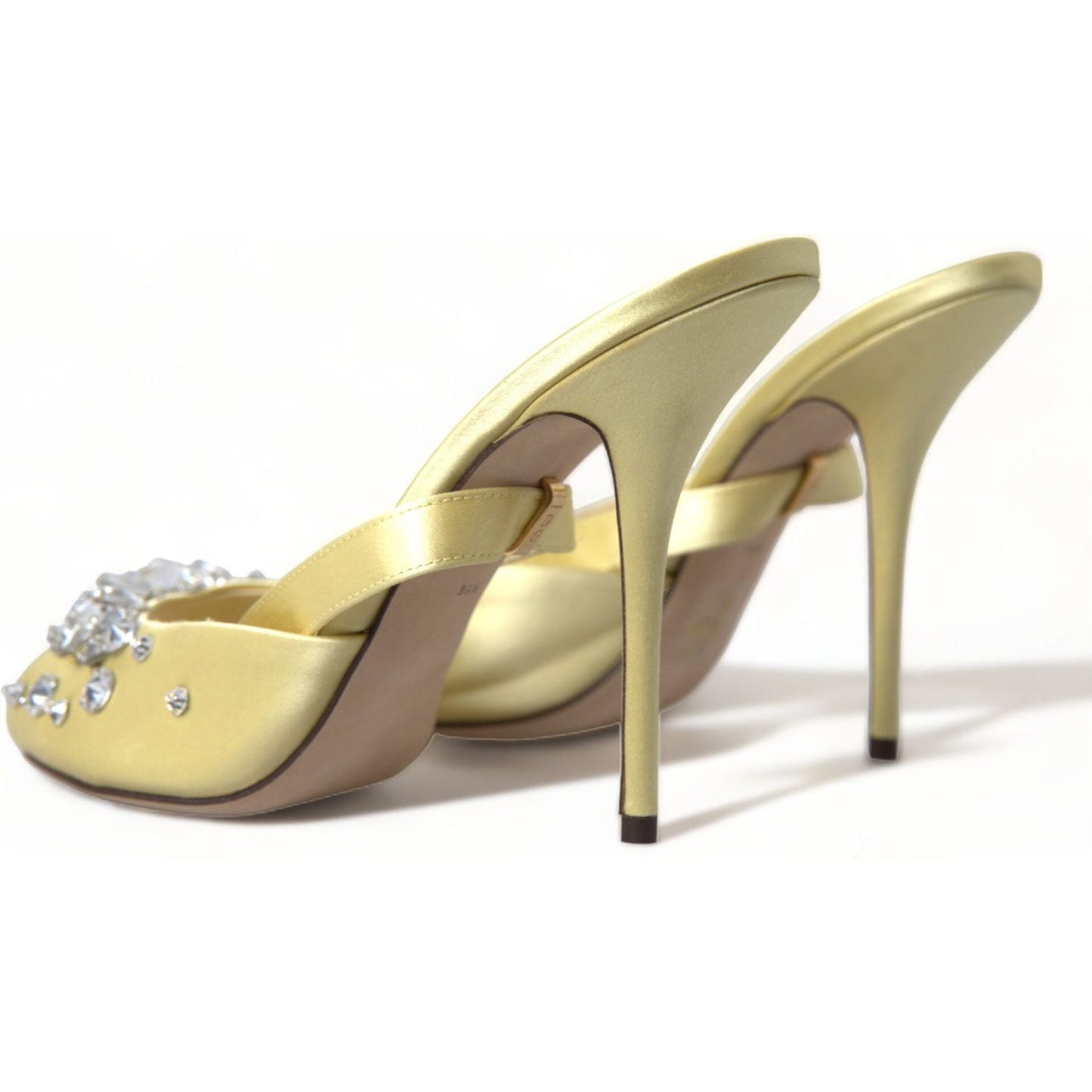 Dolce & Gabbana Yellow Satin Crystal Mary Janes Sandals LA10359-39