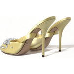 Dolce & Gabbana Yellow Satin Crystal Mary Janes Sandals LA10359-39