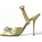 Dolce & Gabbana Yellow Satin Crystal Mary Janes Sandals LA10359-39