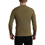 Dolce & Gabbana Army Green Viscose Crewneck Pullover Sweater TSH84754-48