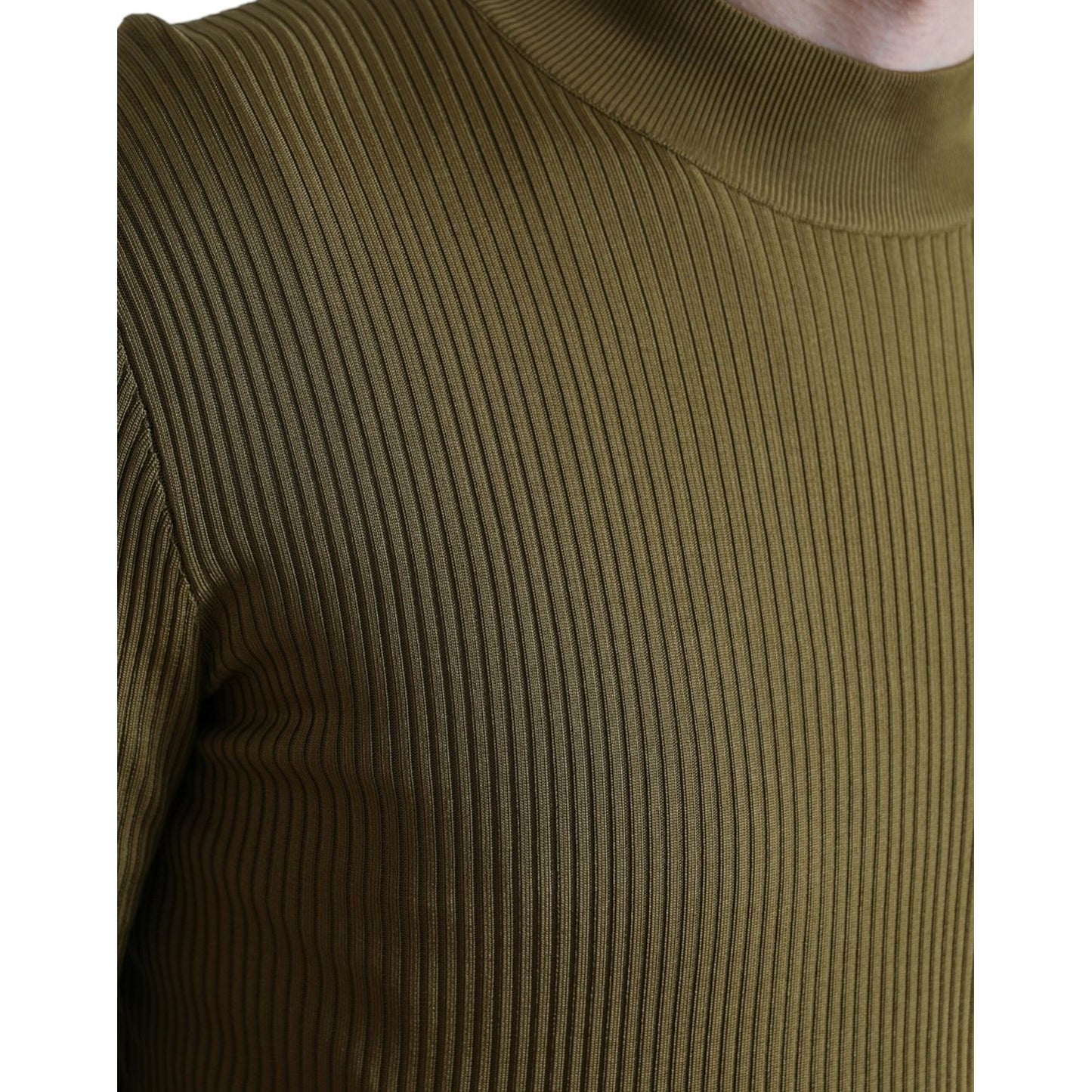 Dolce & Gabbana Army Green Viscose Crewneck Pullover Sweater TSH84754-48