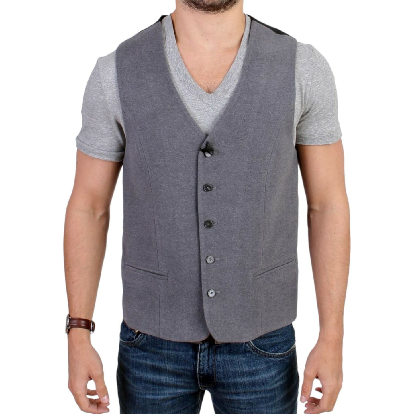 Costume National Gray cotton blend casual vest SIG10771-1