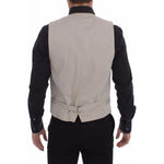 Dolce & Gabbana Beige Cotton Slim Fit Button Front Dress Vest