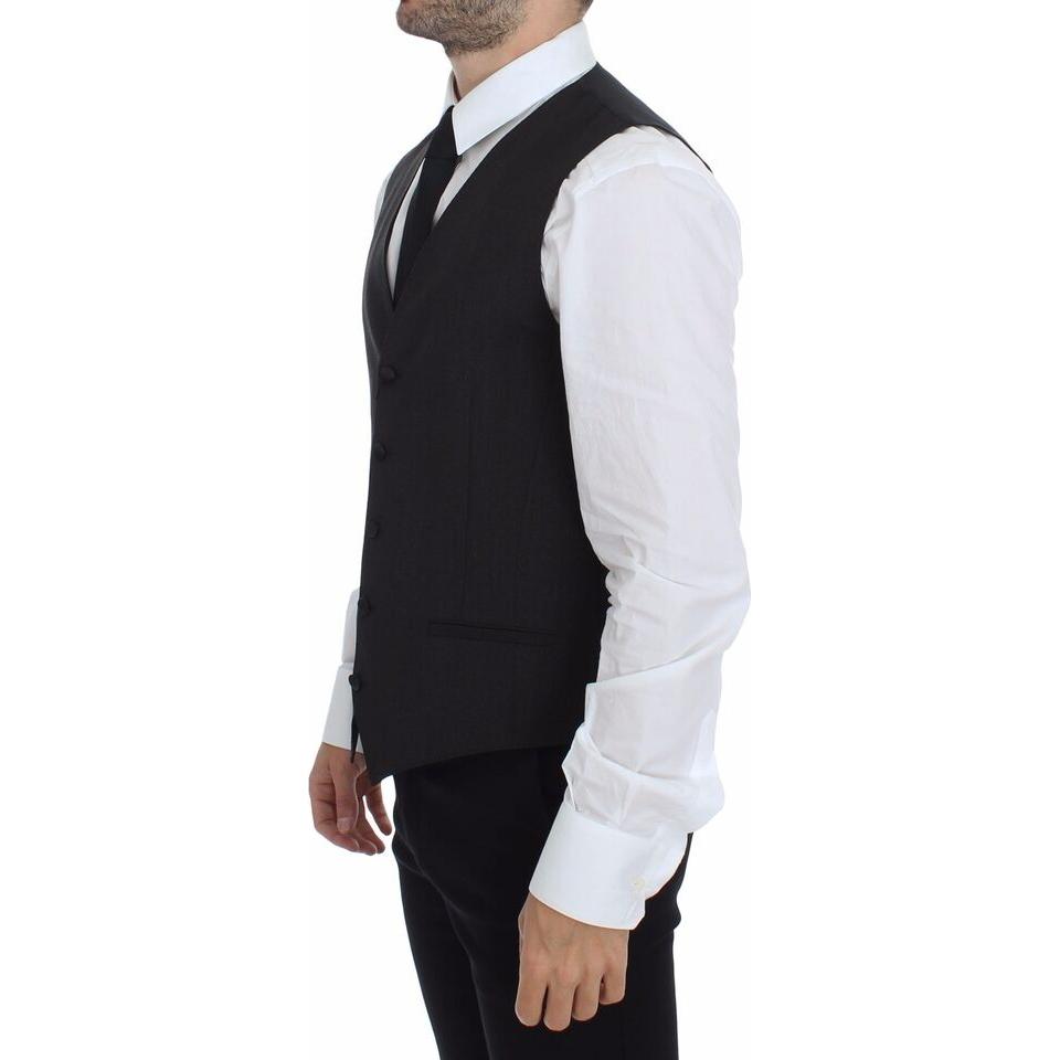 Dolce & Gabbana Gray Wool Stretch Dress Vest Blazer VES10063-2