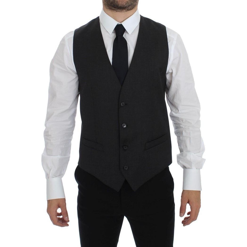 Dolce & Gabbana Gray Wool Formal Dress Vest Gilet Weste GSS12057-1